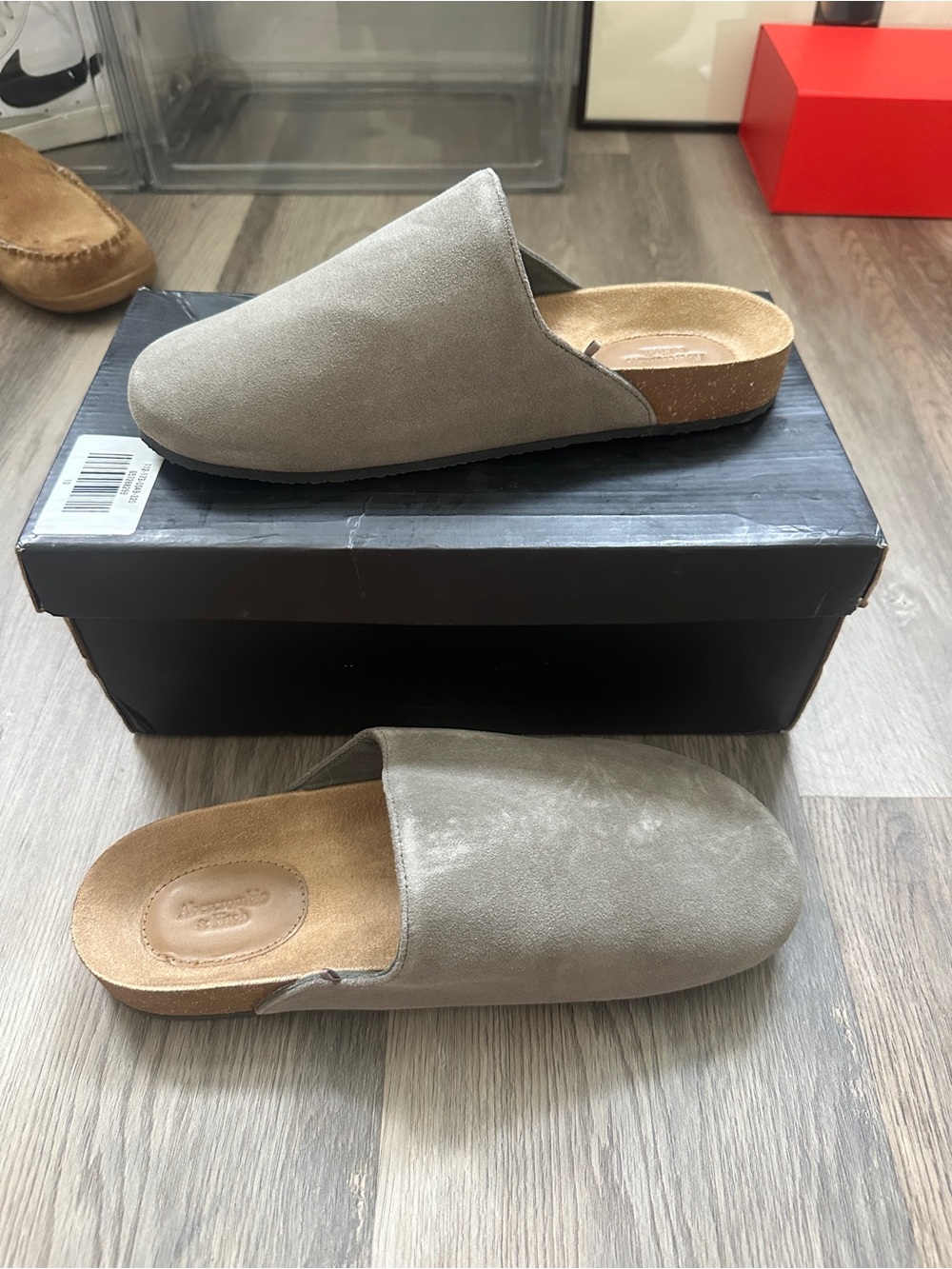 Abercrombie & Fitch Men's Taupe Suede Slip-On Mules